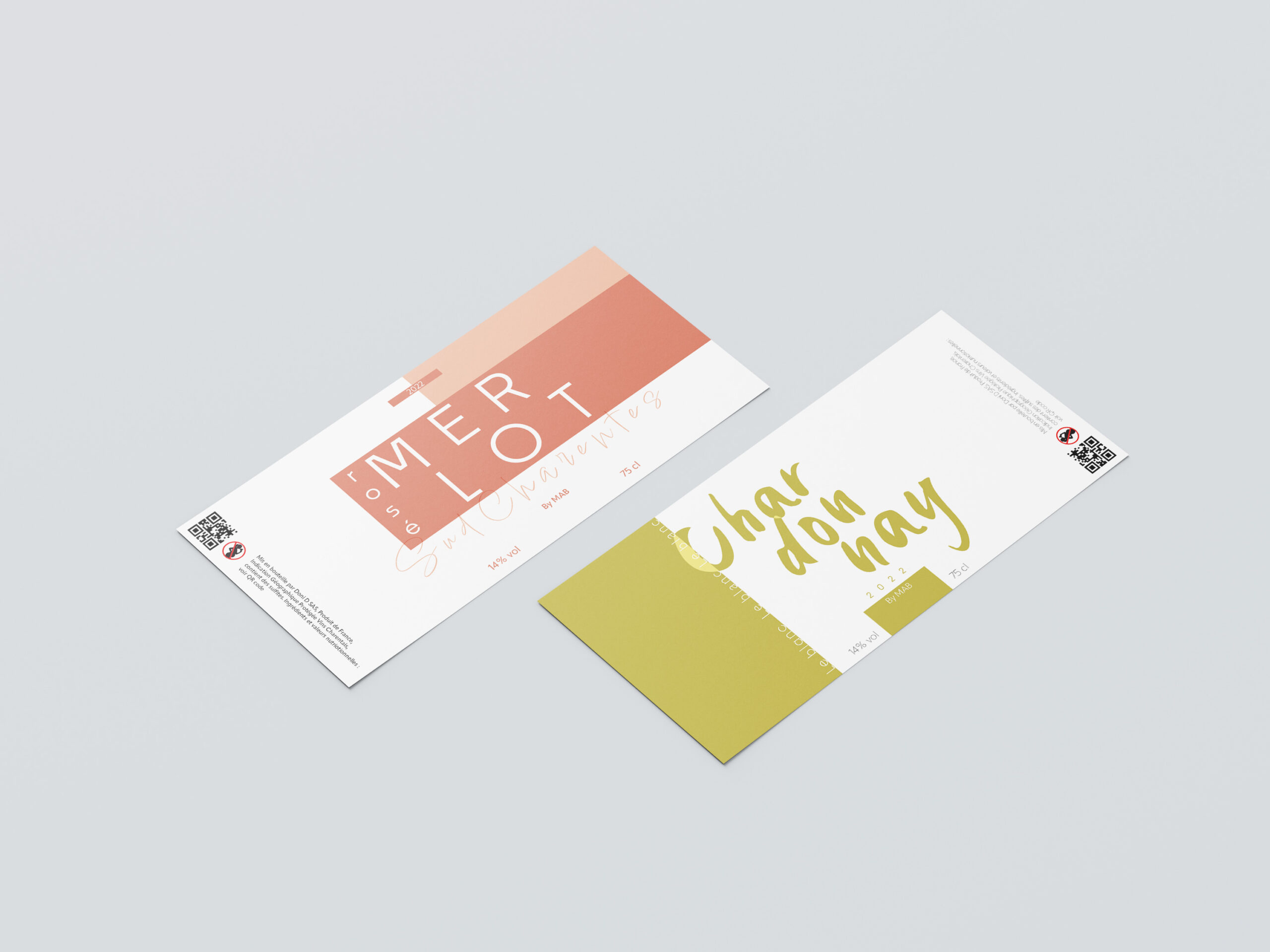 Une composition moderne pour un flyer publicitaire mettant en avant les vins Merlot et Chardonnay, avec un design épuré et une mise en page soignée.