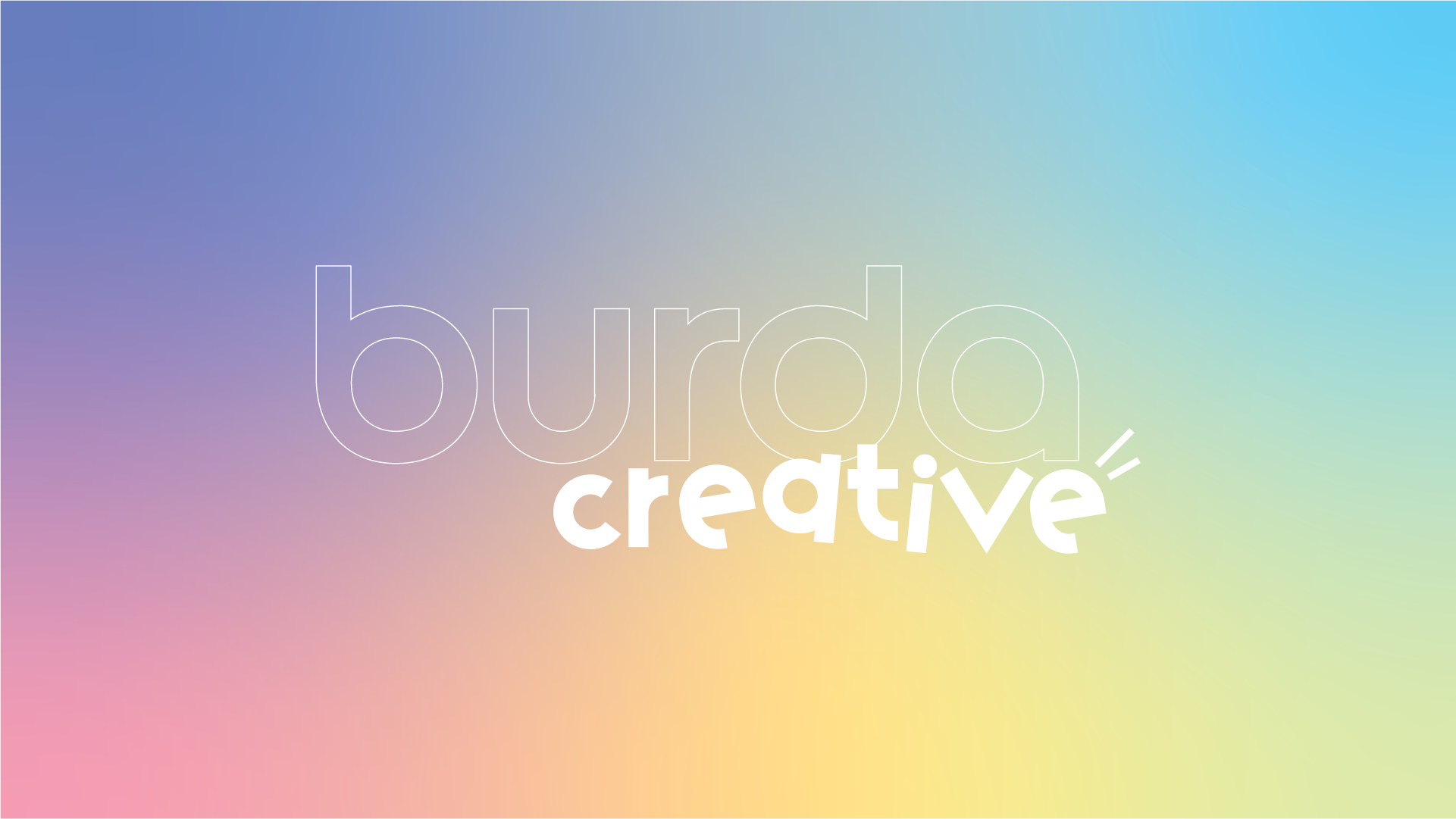 Logo Burda Creative affiché sur un fond dégradé pastel, illustrant une identité visuelle moderne et dynamique pour un magazine de couture.