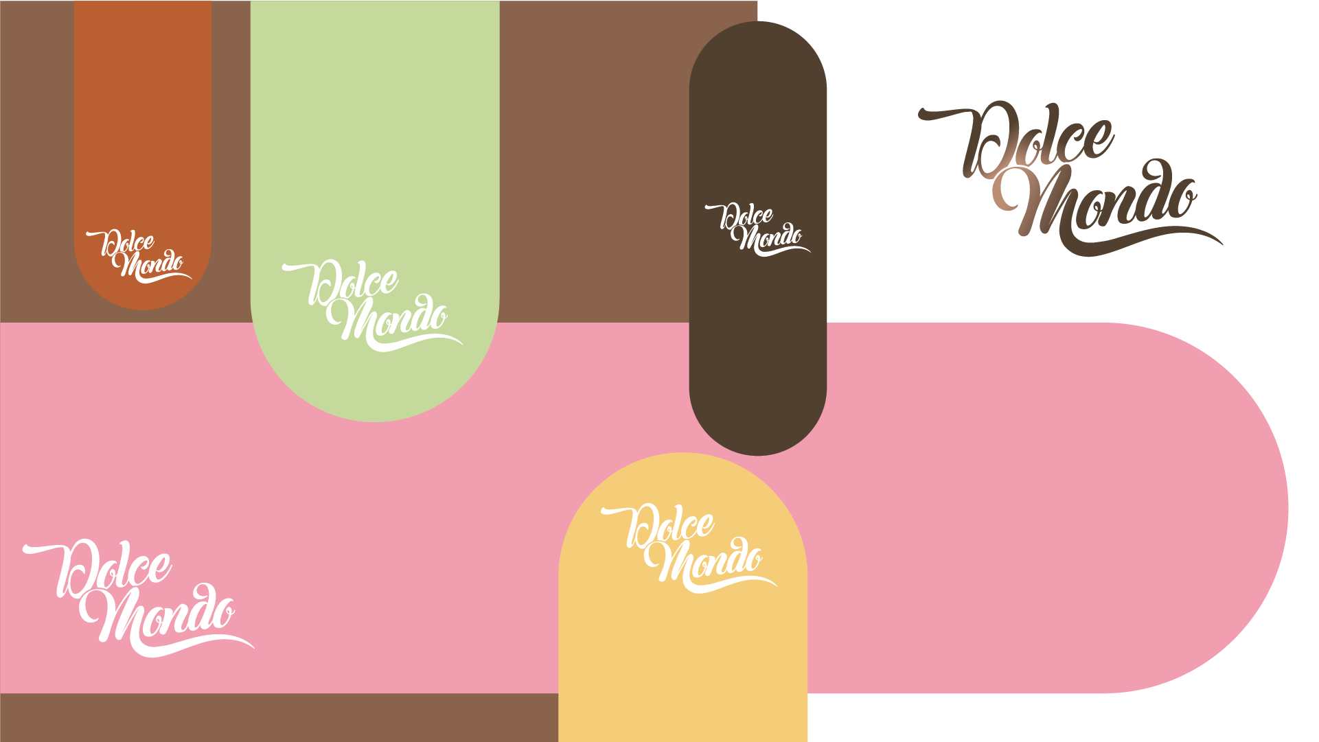 Exploration de couleurs pour Dolce Mondo - déclinaisons de teintes douces et naturelles inspirées des saveurs sucrées.