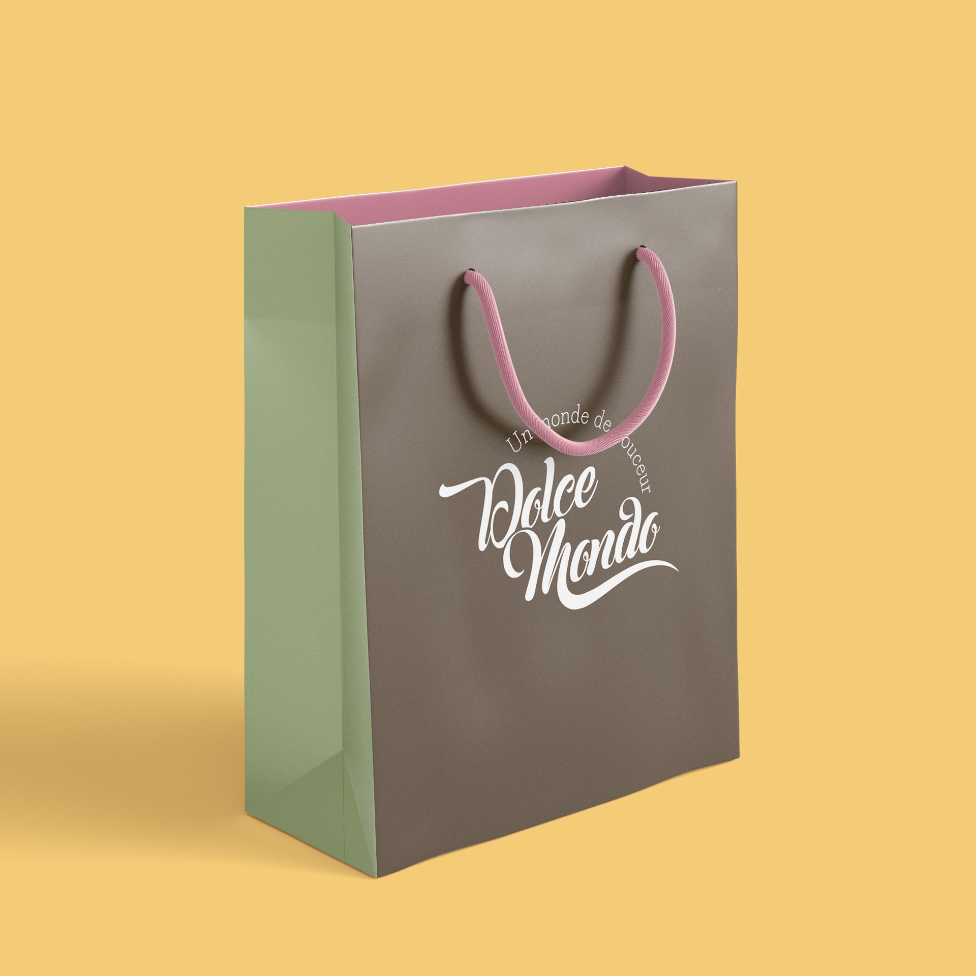 Sac shopping Dolce Mondo - design élégant avec couleurs gourmandes et branding premium.