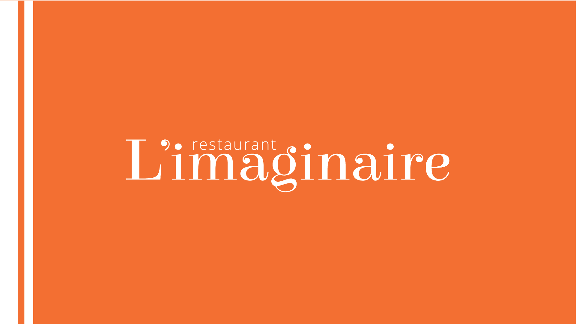 Variante du logo du restaurant L'Imaginaire sur fond coloré, renforçant son identité visuelle dynamique.